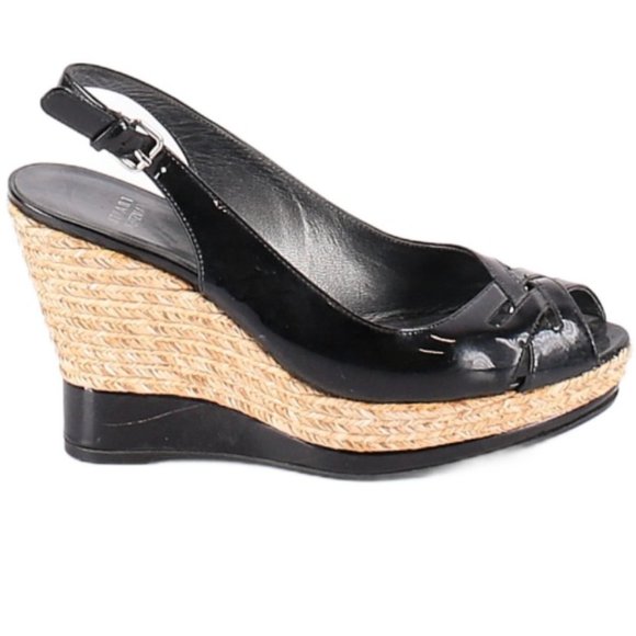 Stuart Weitzman - Black Patent Wedges Sz. 7 1/2 - Picture 1 of 2